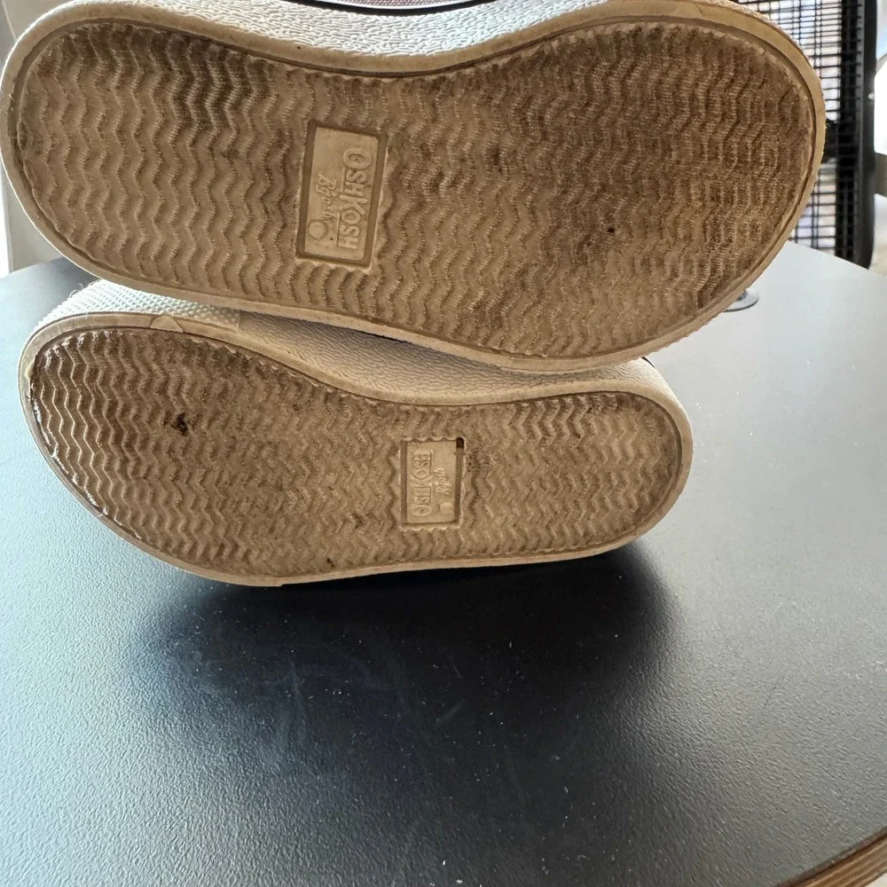 OshKosh Bgosh Chase‎ Kids Tan Navy Canvas Mid Top Washable Sneakers Size 5M